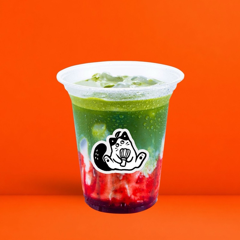 Very Strawberry: matcha over strawberry milk